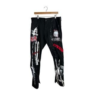 Smoke Rise Mens Embellished Stretch Distressed Thrashed Jean 36x32